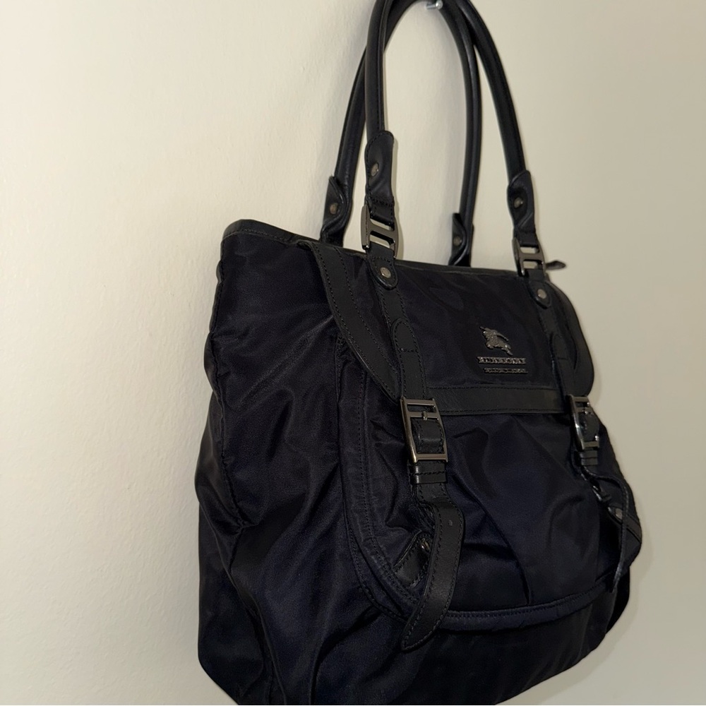 Burberry  Blue Label Hand Bag Nylon Black Auth ti2773 - Picture 4 of 12